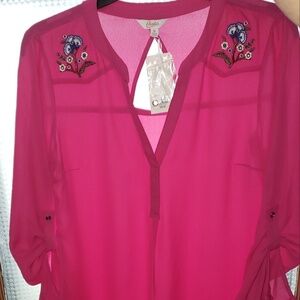 NWT Candies Floral Accent Sheer Top
